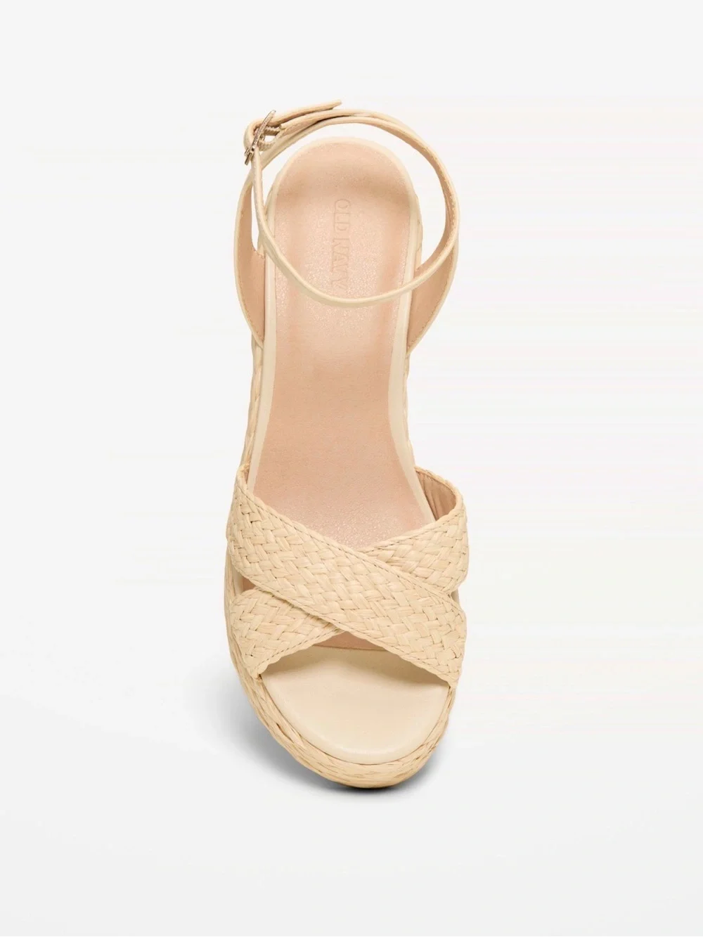 Old Navy Braided Platform Ankle-Strap Sandal in Beige